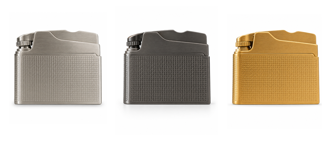 Thorens Centurion lighter in Palladium, Ruthenium and Yellow Gold finishes