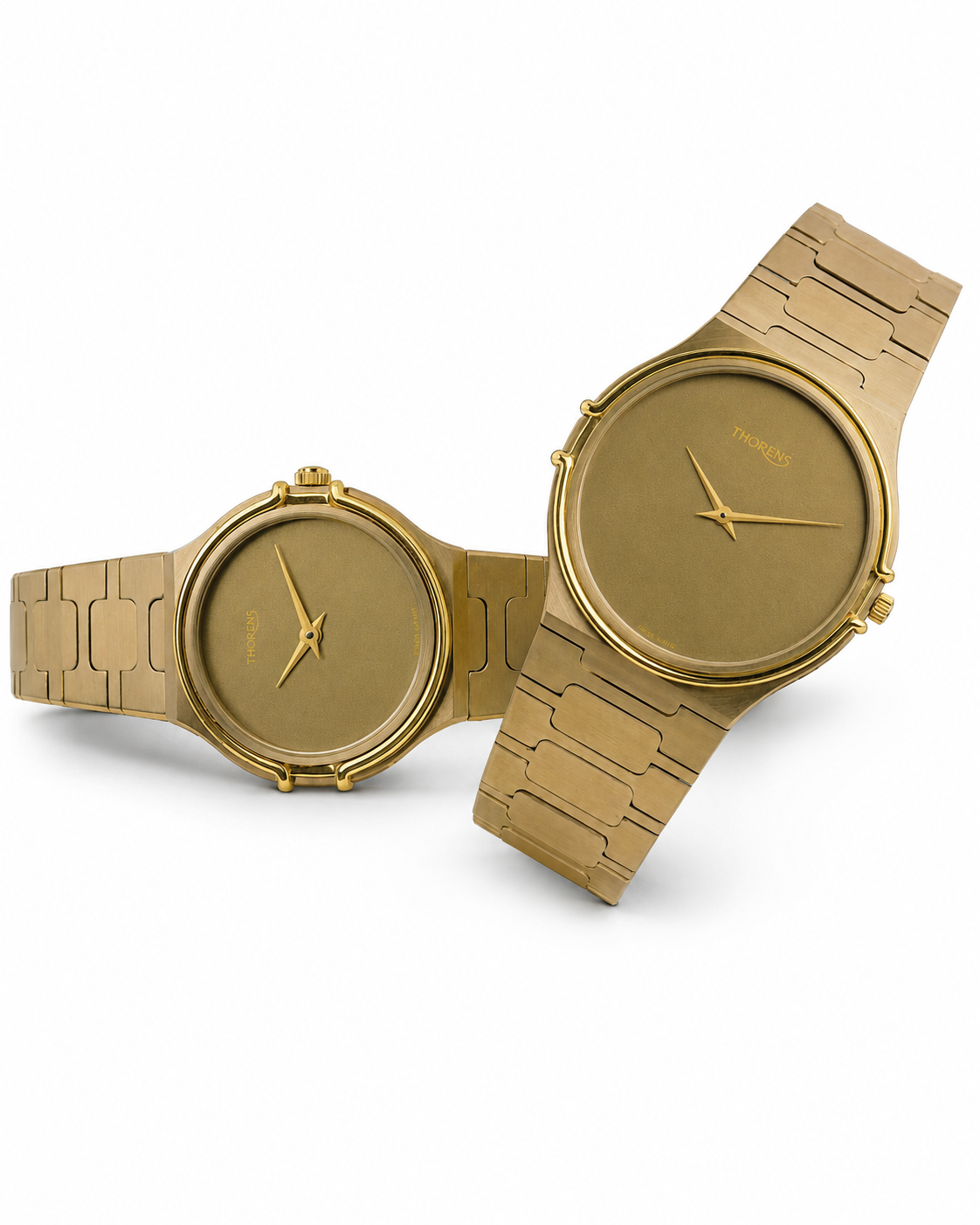 Pair of vintage gold Thorens wristwatches, circa 1970s